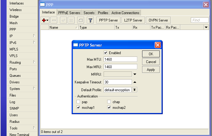 mikrotik pptp vpn default gateway