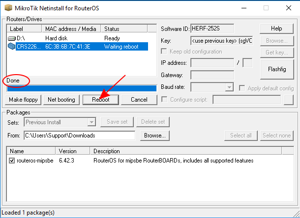 Netinstall mikrotik не видит роутер