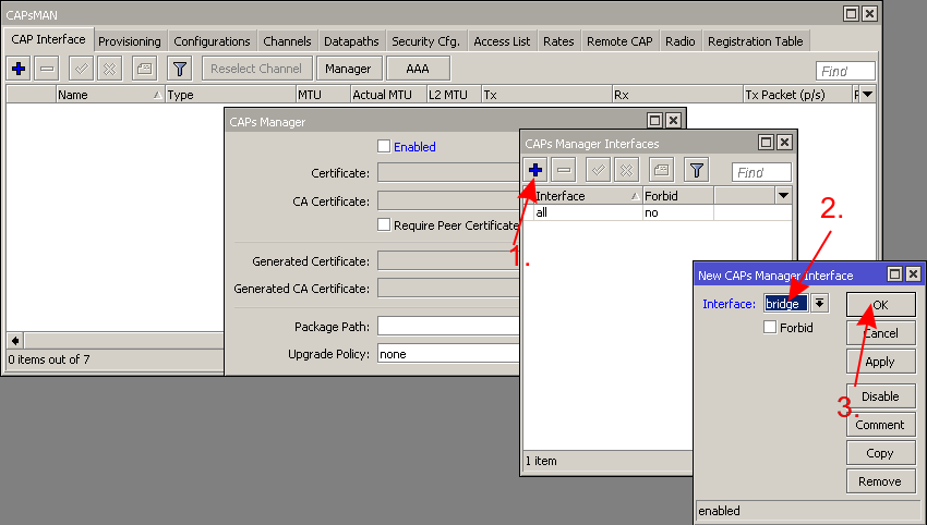 Caps manager interface