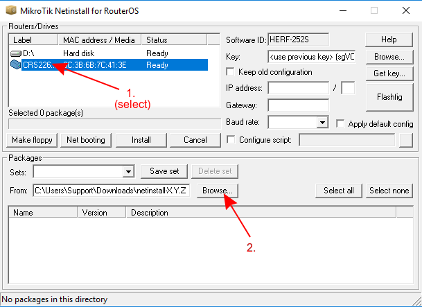 netinstall mikrotik rb750