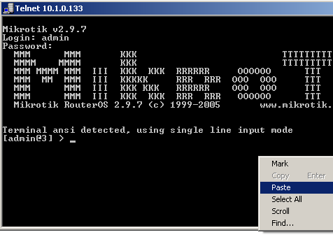 mikrotik routeros update terminal